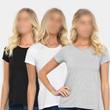 Kit 3 Camisetas Básicos Feminina