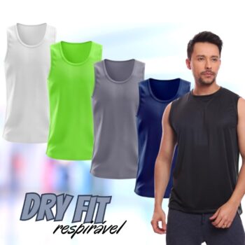 Kit 5 Regatas Masculina Lisa Básica Dry Academia Treino Esporte Camisa Camiseta Blusa Esportiva Corrida Bike