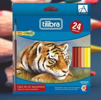 Lápis de Cor Sextavado Aquarelável + Pincel, Tilibra, Académie, 24 Cores