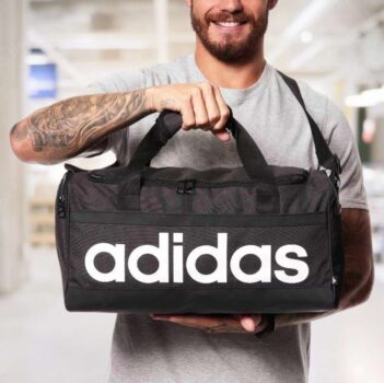 Mala Masculina E Feminina Duffel Linear Pequena adidas Cor Black/White Lisa