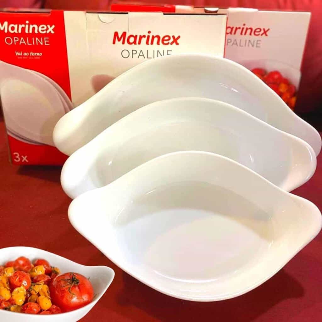 Marinex Opaline kit 3 assadeira vidro oval cor branco