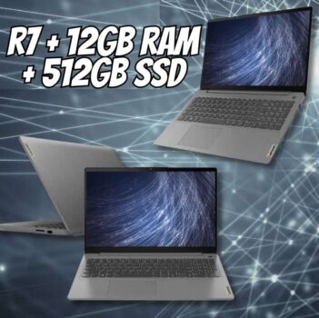 Notebook Lenovo Ultrafino IdeaPad 3 R7-5700U 15.6" AMD Radeon Graphics 12GB 512GB SSD Linux