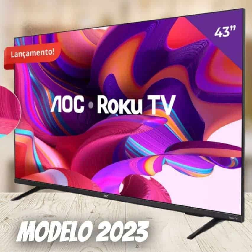 Smart Tv 43” Full Hd Com Roku Tv 43s5135/78g Aoc Cor Preto