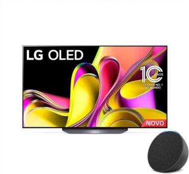 Smart TV 55" 4K LG OLED55B3PSA + Echo Pop | Smart speaker compacto com som envolvente e Alexa | Cor Preta