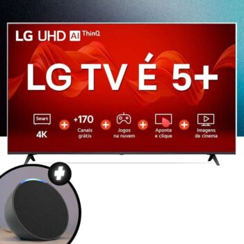 Smart TV 55" 4K LG UHD ThinQ AI 55UR9050PSA + Echo Pop | Smart speaker compacto com som envolvente e Alexa | Cor Preta