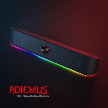 Soundbar Gamer Redragon Adiemus, 6W RMS, RGB, USB, 150Hz/20KHz, Botão Touch, Preto - GS560