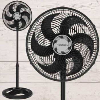 Ventilador De Coluna 30cm Premium Turbo 6 Pás Voc6p Ventisol Cor da estrutura Preto Cor das pás Preto 220V