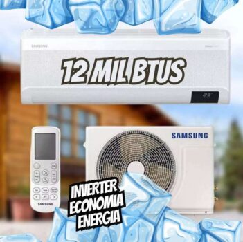 Ar-condicionado Split Samsung Digital Inverter Ultra 12.000 BTUs Frio AR12CVHZAWKNAZ Branco 220V Kit