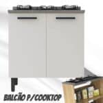 Balcão p/Cooktop 5 Bocas Cozinhas Itatiaia New Jazz - 2 Portas - Off White