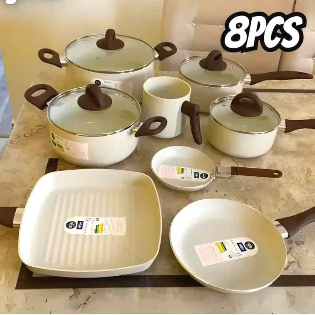 Brinox, Conjunto Panelas, 8Pcs Ceramic Life Smart Plus, Vanilla