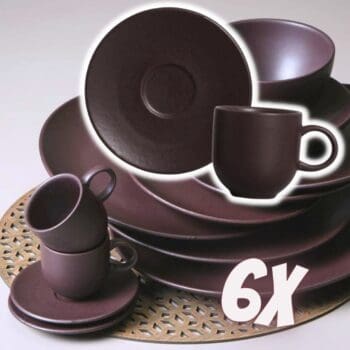 Conjunto C/ 6 Xícaras De Café C/ Pires Coup Stoneware Oak 97 ml