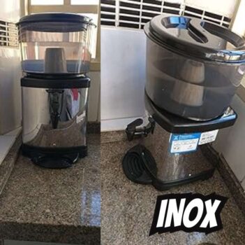 Filtro Agua Purificador Inox Base de Barro Preto Com Vela E Bóia - Acquamar