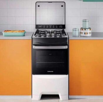 Fogão Fc4ib 4 Bocas Mesa De Inox Branco Continental Bivolt