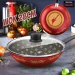 Frigideira Antiaderente Wok Rochedo Rock in Rio - com Tampa e Base Limpa Fácil 28cm