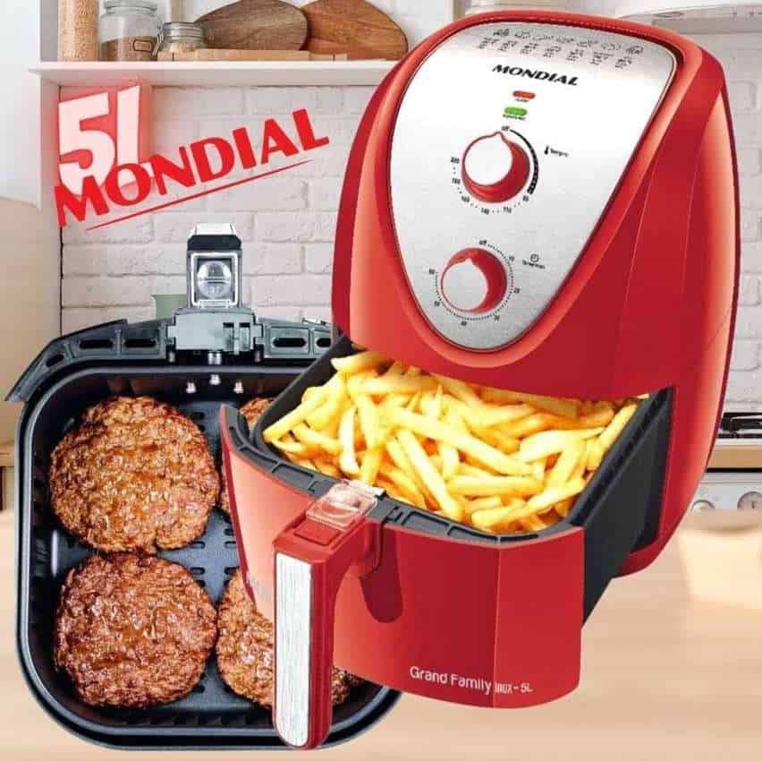 Fritadeira Sem Óleo Air Fryer 5L, Mondial, Vermelho/Inox, 1900W, 110V - AFN-50-RI