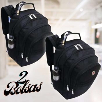 Kit 2 Mochilas Viagem Impermeavel Reforçada Preto - L899