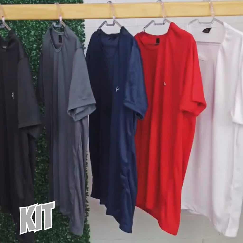 Kit 5 Camisetas Parvori Dry Fit Academia Esportes - Slim Fit