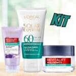 Kit L'Oréal Paris Antioleosidade: Gel Creme Hidratante Revitalif Hialurônico 49g + Gel de Limpeza Hialurônico 150g + Protetor Solar Facial Expertise Fps60 40g