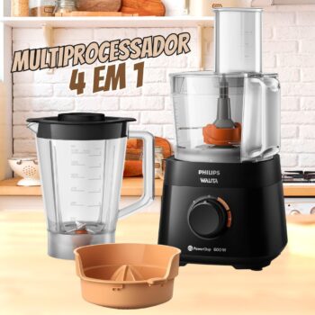 Multiprocessador PowerChop 600 Plus, Philips Walita, 4 em 1, Preto 600W, 110v - RI7300/93