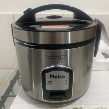 Panela Elétrica de Arroz Philco PH5 Visor Glass 5 Xícaras - Preta/Inox