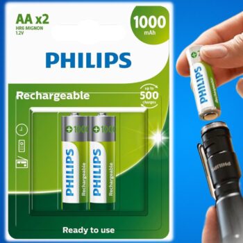 PHILIPS Pilha recarregável AA 1.2V 1.000mAh, padrão, R6B2RTU10/59