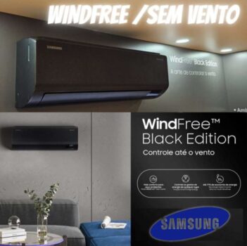 Samsung Ar-condicionado Split Inverter WindFree Black Edition Sem Vento 12.000 BTUs Frio AR12CVFCABTNAZ 220V