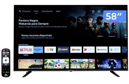 Smart TV 58” 4K DLED Rig Vizzion BR58GUA IPS - Android Wi-Fi Google Assistente 3 HDMI 2 USB