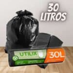 Utilix 510024312 - Saco para lixo, 30 litros, Preto, Rolo com 30 sacos