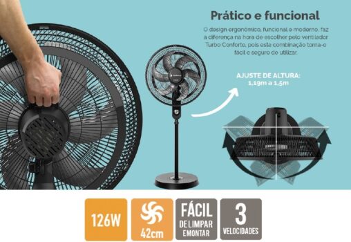 Ventilador Coluna Turbo Conforto Cadence Vtr870 127v