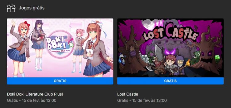 Jogos grátis Epic Games