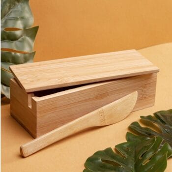 Manteigueira de Bambu com Espátula Verona 18cm x 7cm x 5cm - Lyor