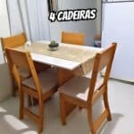 Mesa de Jantar 4 Cadeiras Retangular Freijo e Off White Indekes Luiza