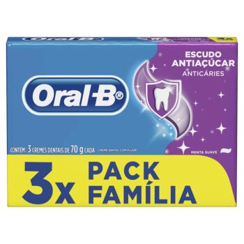 Oral-B Creme Dental Escudo Anti Açúcar Tradicional - 3 unidades de 70g cada