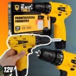 Parafusadeira Furadeira 3/8 Bivolt A Bateria 12v Cor Amarelo Frequência 60Hz 110V/220V