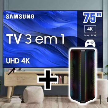 Smart Tv Samsung 75" Uhd 4k 75cu7700 2023, Processador Crystal 4k, 75" + Sound Tower Mx-st45b Preto