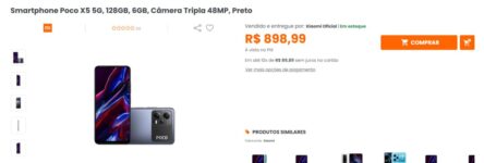 Smartphone Poco X5 5G, 128GB, 6GB, Câmera Tripla 48MP, Preto