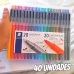 STAEDTLER Caixa triplus 34 SB40 com 40 contendo 20 Fineliners e 20 canetas de ponta de fibra