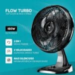 WAP FLOW TURBO Ventilador 2 em 1 Mesa e Parede 180W 50 cm 8 Pás Potente Silencioso e Econômico com 3 Velocidades 127V