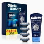 1 Kit Gillette Mach3, Carga para Aparelho 4 Uds + Gillette Creme de Barbear Rosto e Corpo 150mL