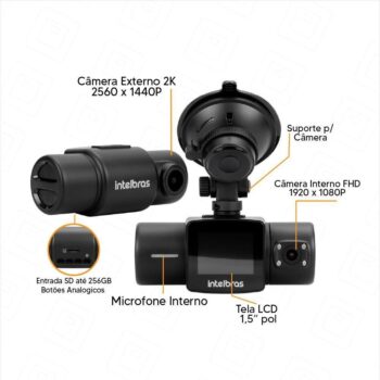 Camera Veicular Intelbras Duo DC 3201 2K 30FPS 1440P - Pt