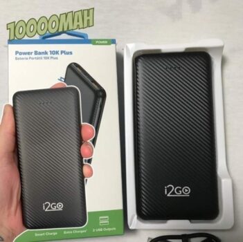 Carregador Portátil (Power Bank) I2GO 10000mAh 2 Saídas USB + 1 Saída/Entrada USB-C Preto - I2GO Plus