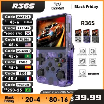 Console Retrô Portátil R36S 64GB Cupom
