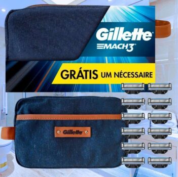 Gillette 1 Kit Mach3, Carga para Aparelho 12 Uds + 1 Nécessaire