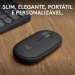 Mouse sem fio Logitech Pebble 2 M350s com Clique Silencioso, Design Slim Ambidestro, Conexão Bluetooth e Pilha Inclusa - Grafite