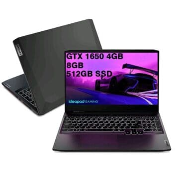 Notebook Gamer Lenovo Ideapad 3i 5 15.6 FHD I5-11300H 512GB SSD 8GB GTX 1650 4GB Linux Preto - 82MGS00200