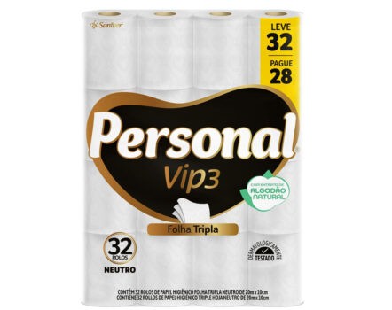 Personal Papel Higiênico Vip Folha Tripla Com 32 Rolos De 20M