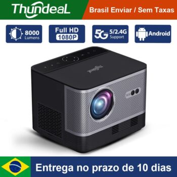 Projetor ThundeaL-TDA5 Full HD, 1080P, Suporte 4K, Wifi 5G, 8.000 Lumens, Android