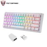 Teclado Sem Fio Gamer Motospeed, RGB, Wireless e Bluetooth, Switch Brown, US, Branco - SK66