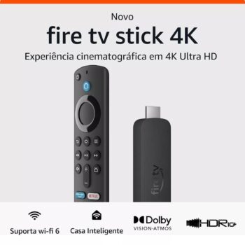 Amazon Fire Stick 4k Wi-fi 6 Com Alexa Por Voz Inteligente Cor Preto Tipo De Controle Remoto De Voz