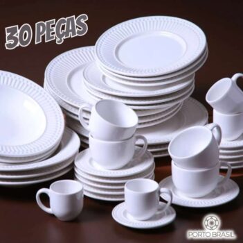 Aparelho De Jantar 30 Peças Roma Branco 26 Cm Porto Brasil